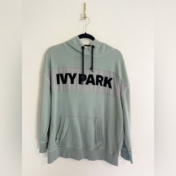 Ivy Park hoodie in green and black velvet with mesh Large - Picture 2 of 9